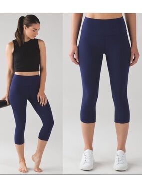 Lululemon Align Crop Leggings 19" Hero Blue Size 2 Navy H60416 Nulu High Waist